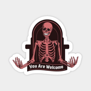 Halloween party skeleton welcomes you. Magnet