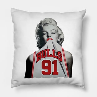 Marilyn Monroe Chicago Dennis Rodman white Pillow