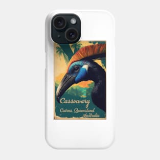 Cairns Australia Cassowary Vintage Travel Art Poster Phone Case