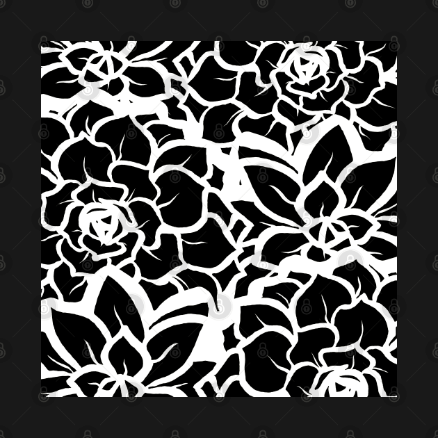 Black and White Petal Punch - Digitally Illustrated Abstract Flower Pattern for Home Decor, Clothing Fabric, Curtains, Bedding, Pillows, Upholstery, Phone Cases and Stationary by cherdoodles