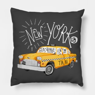 New York - Big Apple - yellow cab taxi T-Shirt Pillow