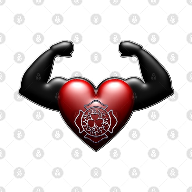 Flexing firefighter heart by DrewskiDesignz