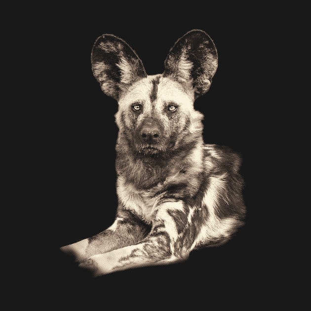 Wild Dog Picture in Vintage Sepia by scotch