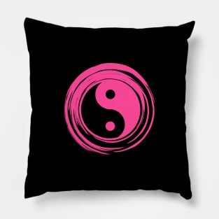 Hot Pink Color Yin Yang Symbol For Balance Pillow