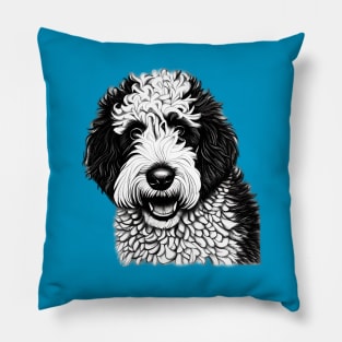 Sheepadoodle Dog Sketch Pillow