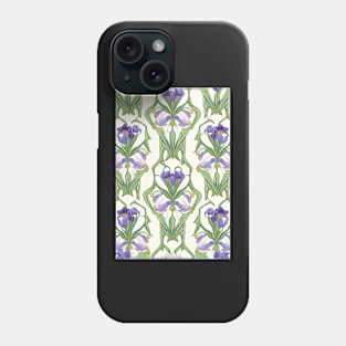 Floral Garden Botanical Print with Purple Iris Phone Case