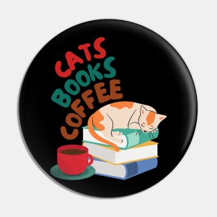 Cats, Books, & Coffee Pin