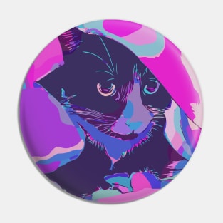 Psychedelic cat Pin