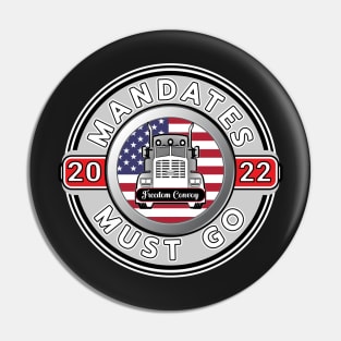 FREEDOM CONVOY 2022 USA - TRUCKERS FOR FREEDOM - GRAY ROUND WHITE LETTERS Pin