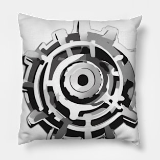 Silver Mechanical Gear Design No. 479 Pillow