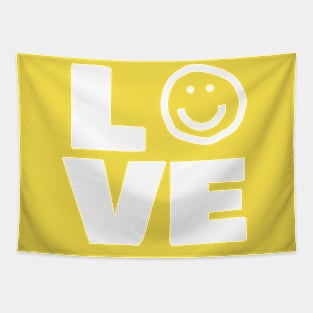 Love Smiley Face Typography Tapestry