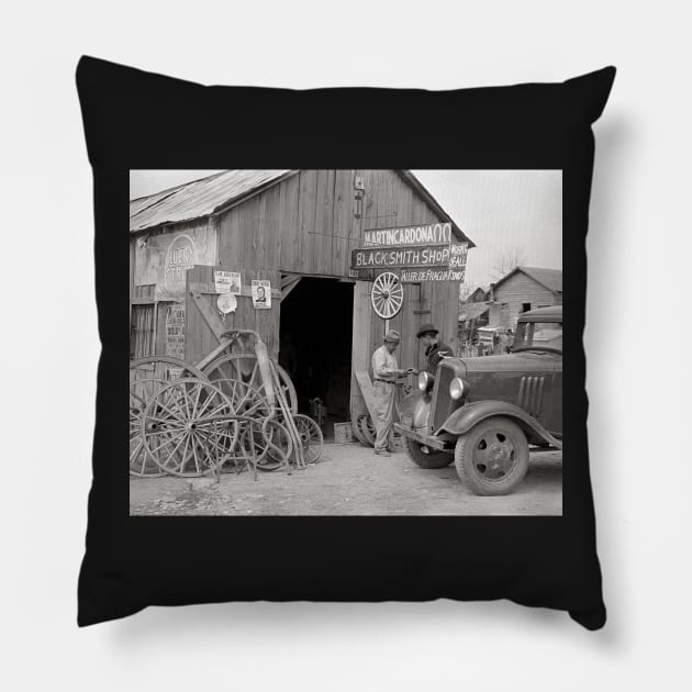 Blacksmith Shop, 1939. Vintage Photo Pillow by historyphoto