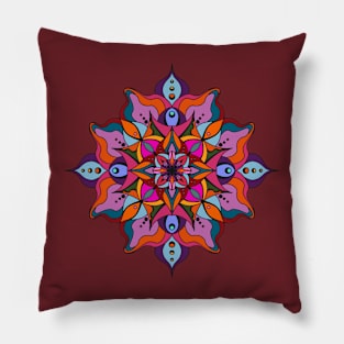 Multicolor Curvy mandala Star Pillow