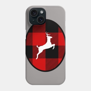 Reindeer in Buffalo Plaid Oval Phone Case