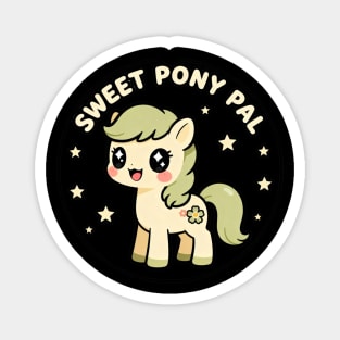 Sweet Pony Pal - Kawaii Horse Circle Design - Cute Animal Friend Magnet