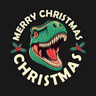 Dino Santa Merry Christmas Vintage T-Shirt