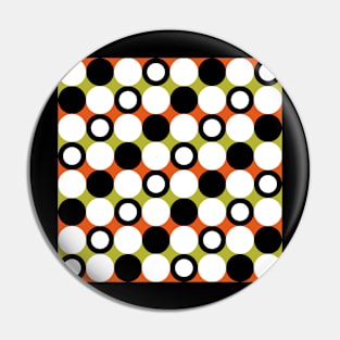 Lime Green Orange Black and White Circles Pin