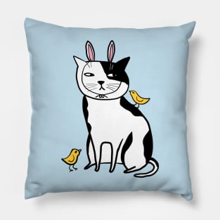 Easter Cat With Chicks Pillow