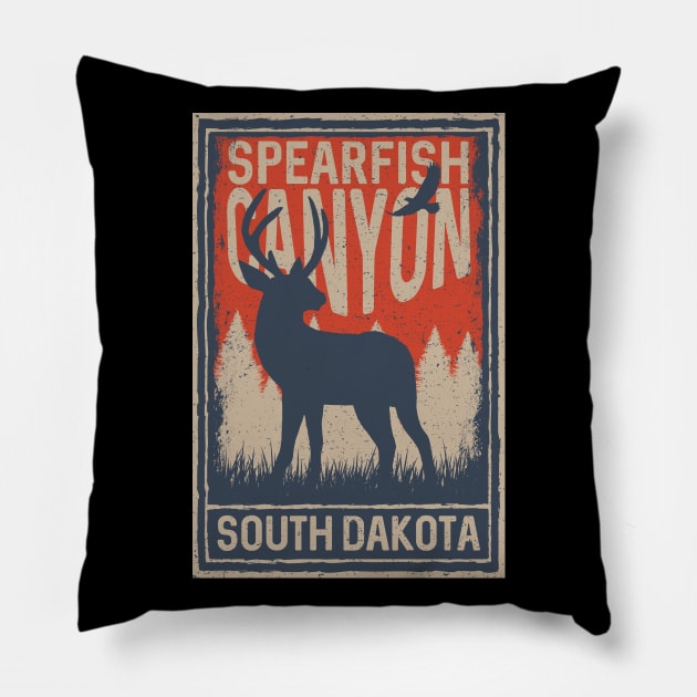 Spearfish Canyon South Dakota Deer and Eagle Pillow by SouthDakotaGifts