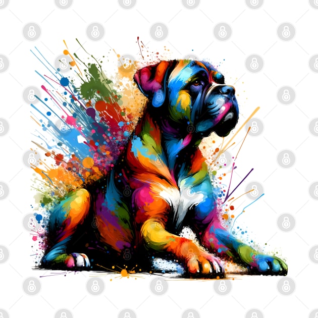 Vibrant Splashed Paint Perro de Presa Canario Art by ArtRUs