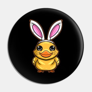A Duckling Or Chick With Easter Bunny Ears. Easter Pin