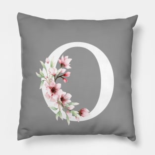 Letter O Monogram With Cherry Blossoms Pillow