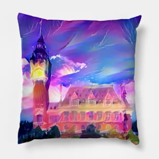 Les Bourgeois de Calais Town Hall Deep Dream Style Pillow