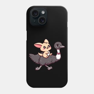 Baby Kangaroo riding a Emu Phone Case