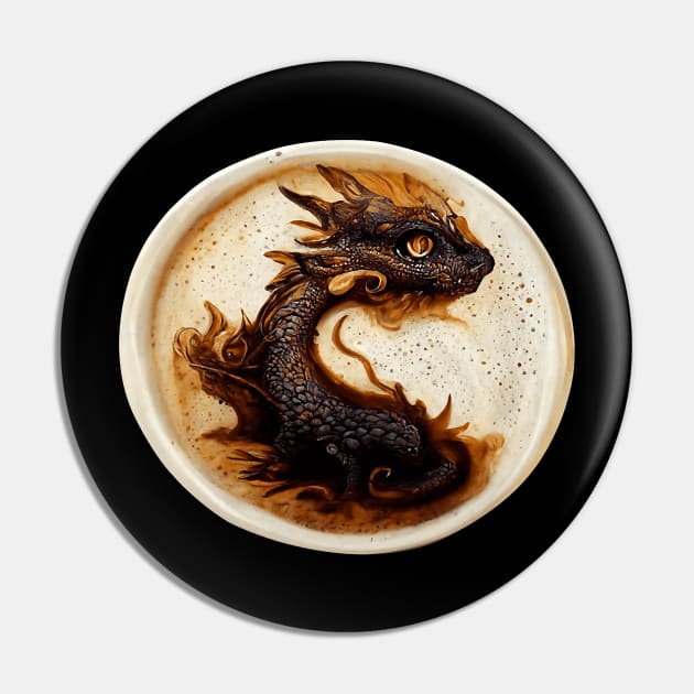 HyperRealistic Of Coffee Art Cute Dragon In Circle Pin by omorihisoka