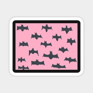 Pink and Black Halloween Bats Magnet