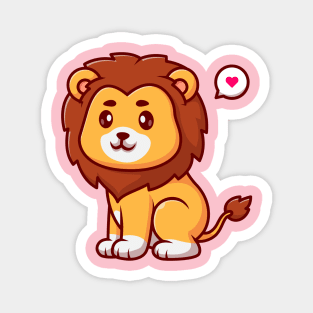 Cute Lion Sitting Cartoon Magnet