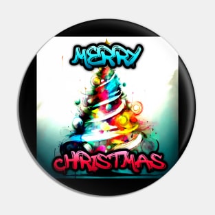 Merry Christmas - Beautiful Christmas Tree - Winter Graphic Graffiti Art - Holiday Gift Pin