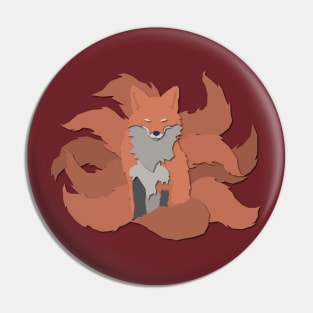 9 Tails Kitsune (Papercut Illustration) Pin