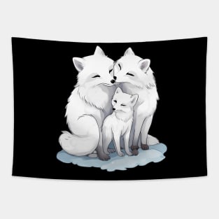 Cute Arctic Fox Family Tapestry