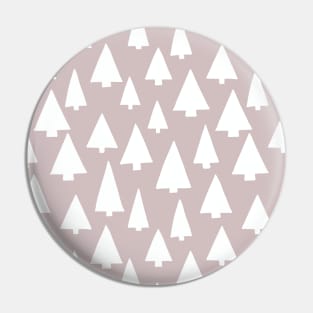 Silhouettes of white Christmas trees on pinkish gray Pin