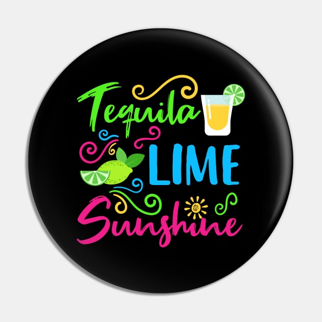 Tequila Lime Sunshine Funny Summer Beach Vacations Pin by Teeziner