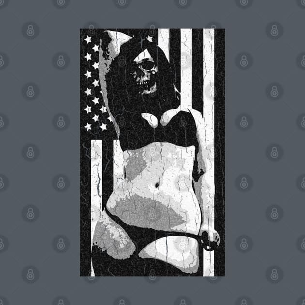 Evil Chick with USA Flag (vintage distressed look) by robotface