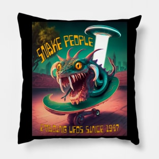 Snake People, Evading UFOs Since 1947, Retro Science Fiction Pillow