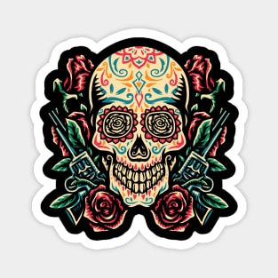 Calavera y Rosas - dia de los muertos Magnet