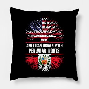 American Grown with Peruvian Roots USA Flag Pillow