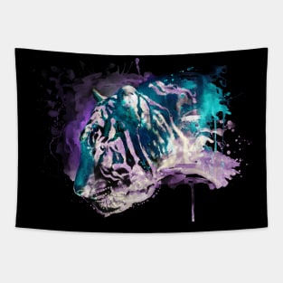 Abstract Tiger Profile Reversed Colors Tapestry