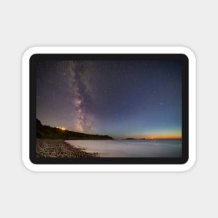 Milky Way and Moonset over Rhossili Bay Magnet