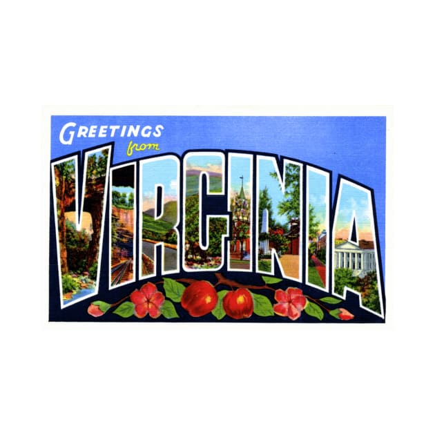 Greetings from Virginia - Vintage Large Letter Postcard by Naves