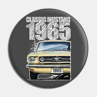 1965 Ford Mustang Phoenician Yellow (Dark Background) Pin