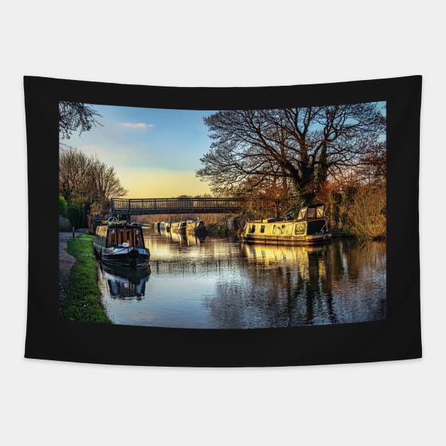 Moored At Monkey Bridge Newbury Tapestry by IanWL