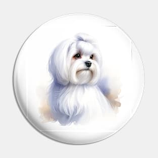 Maltese Watercolor Painting - Beautiful Dog Pin