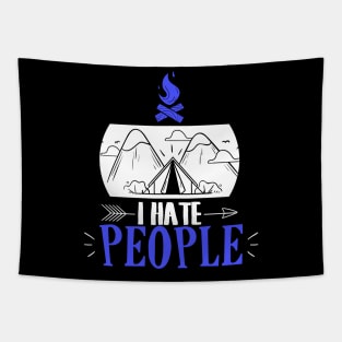 Funny I Hate People Camping Pun Introvert Camper Tapestry