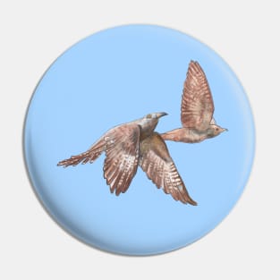 Cuckoo Birds in Flight Illustration Pin