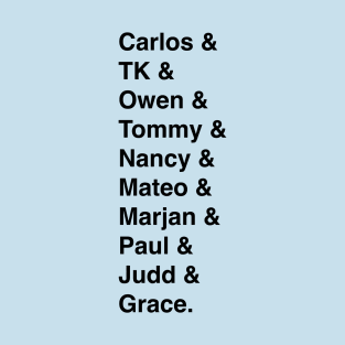 9-1-1: Lone Star Character Names (in black) T-Shirt