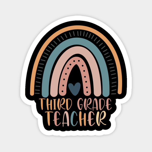 Boho Rainbow Third Grade Teacher Kinder Back to School Magnet by sevalyilmazardal